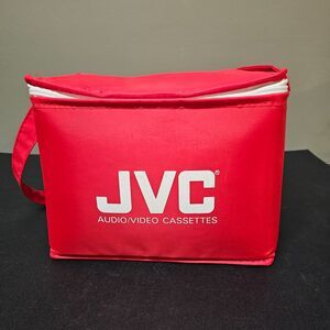 JVC Audio/Video Cassettes Soft Sided Cooler Bag Red Six Pack Tote NOS
